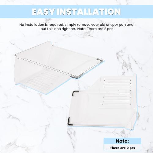 HECASA 2 Pack 240337103 Refrigerator Crisper Drawer Compatible with Kenmore Frigidaire Fridge Drawer Refrigerator Pan Shelf 240337102 240337105 240337107 240337108 240337109 Replacement Only