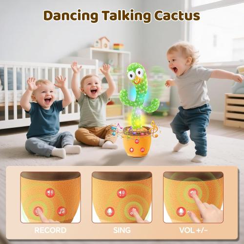 Cactus Baby Toy Talking Dancing Singing Adjustable Volume, Baby Girl for 1 Year Old, Infant Toys for 0-6 6-12 Months Stocking Stuffers