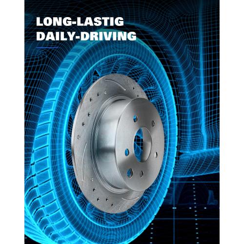 Anpulsero Rear Automotive Replacement Brake Kit, Drilled Slotted Brake Rotors Brake Pads Compatible with 1999-2003 Ford F150, 1997-2002 Expedition|Noise Free Brake Pads Rotors Kit |333.9mm(13.1in)