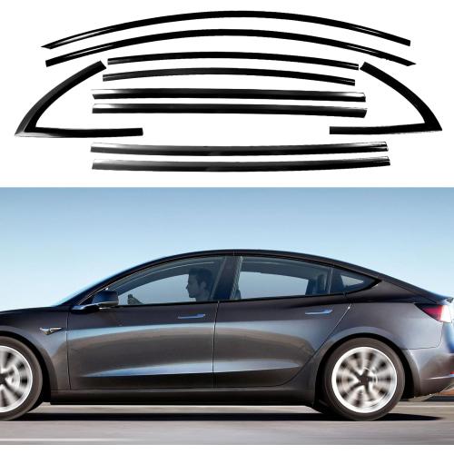 Stainless Steel Window Trim Chrome Delete for Tesla Model 3 2017-2025 Black Window Trim Blackout Kit