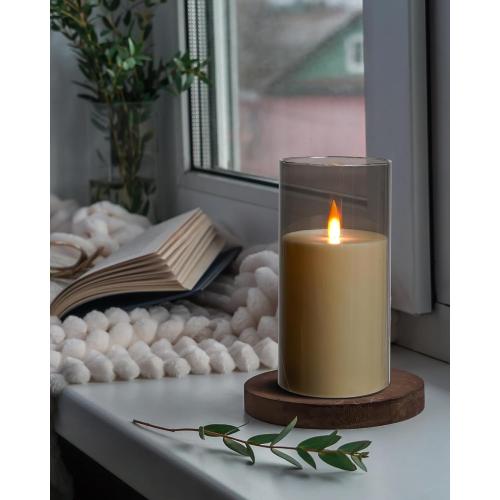 Da by Rechargeable Flameless Candle, Type-c Rechargeable Battery Candlewith Remote Control and Timer Function,Set of 3,can Last up to 240 Hours. A Wick Like a Flame. (Save 220 AA Batteries per Year).