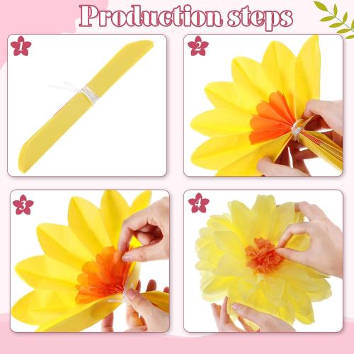 Geyee 18 Pcs Mexican Paper Flowers,Bright Color,6 8 10