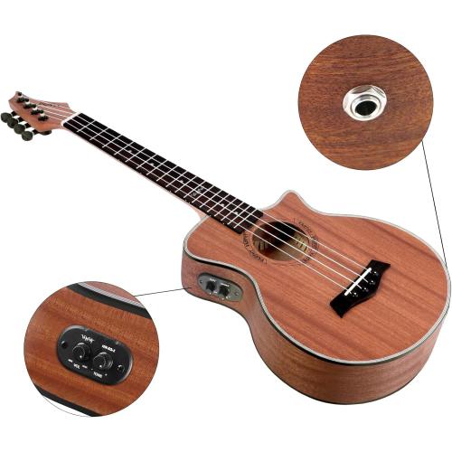 Electric Ukelele Concert Ukulele Acoustic Electric Uke with Equalizer 23 inch ukulele for adults Beginner with Starter Ukele Kit Include Ukulele Case Tuner Strap String Picks Clean Cloth