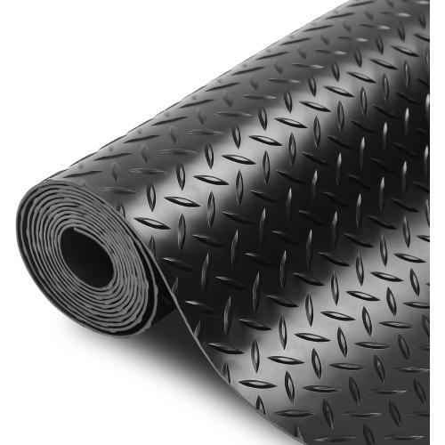 SEAL 4 x 8 Ft Premium Garage Floor Mat, Solid 2.8mm Thickened Black Commercial Grade Heavy Duty Parking Mat for Garage Floor, Golf Cart, Water/Stain Resistant Floor Runner (Embossed Diamond Plate)