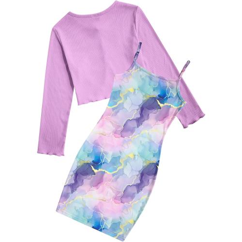 Size 14.Girls Floral Dress with a Knitted Cardigan 2 Piece Outfits Size 7-14