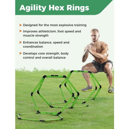 GHB Hex Agility Rings Speed Rings with Carrying Bag 6 Set Portable Hexagon Rings, Agility Ladder for Agility Footwork Training