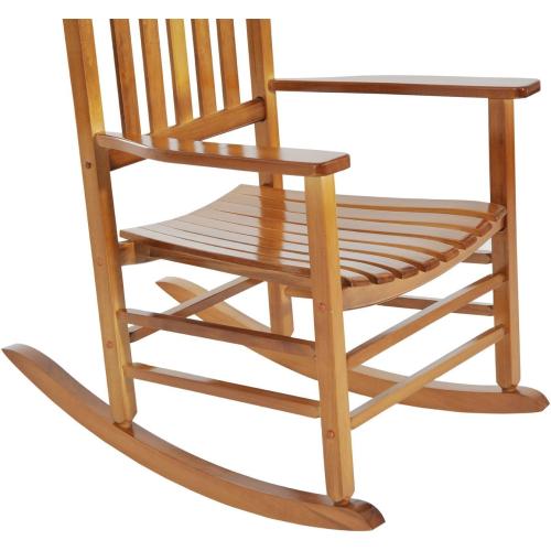 PatioJoy Outdoor Rocking Chair, Patio Wooden Rocking Chair with Smooth Armrests, High Back for Garden, Balcony, Porch, Supports Up to 353 lbs, Hazel