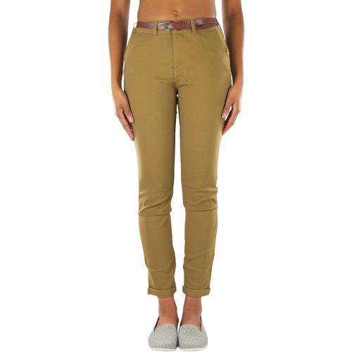 Small ToBeInStyle Women's Belted Bengaline Ankle Length Pants active usa