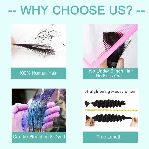MOTFIN Human Braiding Hair for Boho Braids 20 Inch Curly Wave Bulk Bundles
