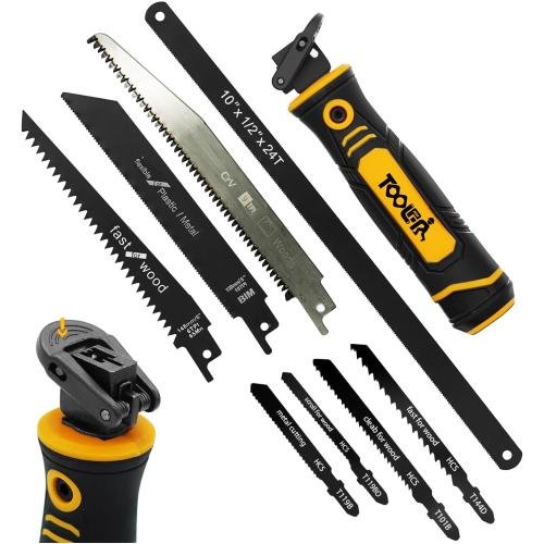 8-In-1 Multi Blades Hand Saw, Drywall Cutter. Hacksaw. Long Blade Hand Saw, Jab Saw, For Cutting Drywall, Sheetrock, Wood, Metel, Plastic, Plywood. Blade Quick Change Mechanism.