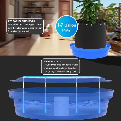 5-Pack Self-Watering Base with Visible Water Level | Keeps Leaves and Flying Insects Out,Maintains Water Quality.black .(without wheels).