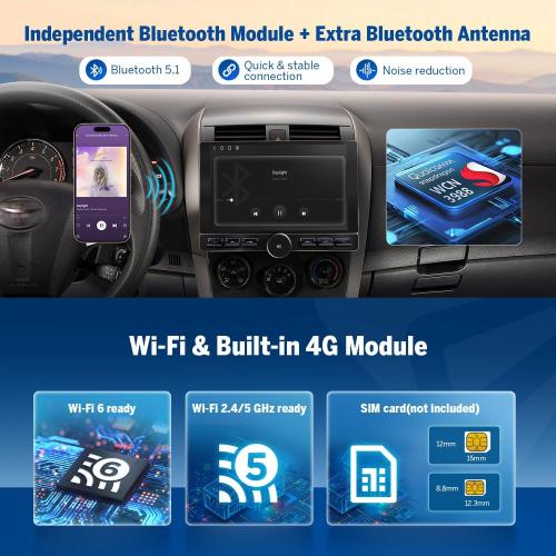 Eonon 8-Core 8GB 128GB Double Din Car Stereo, 10.1 Inch Wireless CarPlay/Android Auto Headunit with WiFi-6, Bluetooth 5.4, Built-in DSP, 4G LTE - UX6K-PRO-MAX
