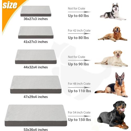 KSIIA Orthopedic Dog Bed Waterproof Dog Crate Bed for Extra Large Dogs deluxe Plush Washable with Egg Crate Foam & Removable Cover, Inch, Gray