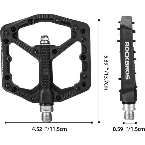 ROCKBROS Mountain Bike Pedals Flat MTB Pedals Nylon Fiber Bicycle Platform Pedals for Road Mountain BMX MTB Bikes