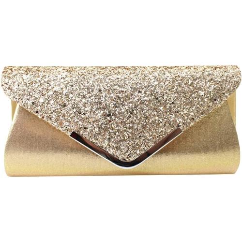 Queena Womens Shiny Glitter Evening Clutch Envelope Handbag Chain Purse for Wedding Party Prom Gift for Mom Wife Girlfriend