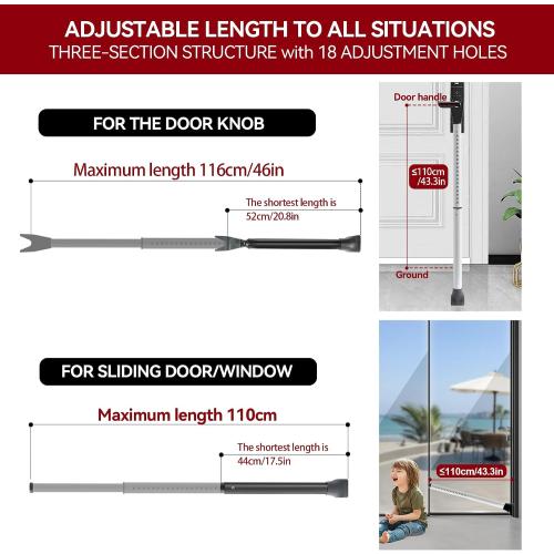 AceMining Upgraded Door Security Bar & Sliding Patio Bar, Heavy Duty Stoppers Adjustable Jammer for Home, Apartment, Travel (1 Pack,White)
