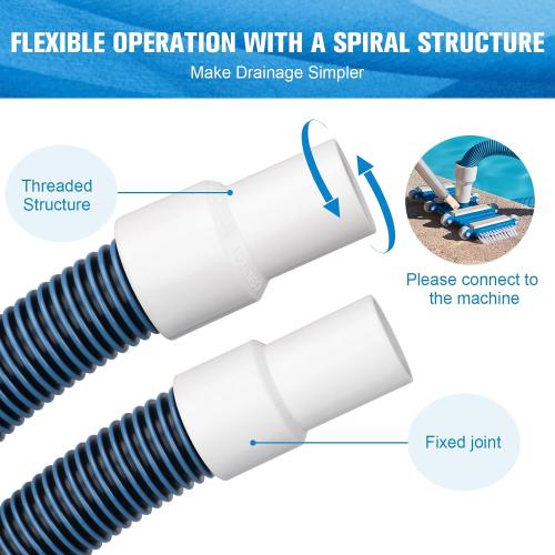 Pool Vacuum Hose With Swivel Cuff 1-1/2 Diameter 18 FT Flexible Heavy Duty Pool Vacuum Cleaning Hose Perfect for Above&In Ground Swimming Pool