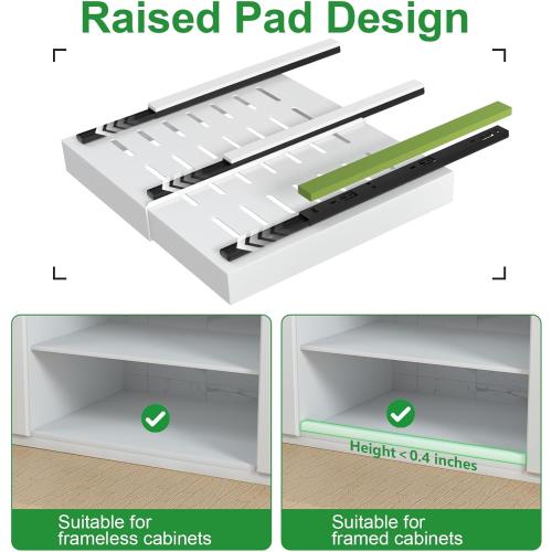 PAKETA 4 Pack Expandable Pull Out Cabinet Organizer, 21'' Deep Pull Out Drawers for Cabinet, Upgrade 3 Slide Rails Sliding Drawer for Cabinets with Adhesive Nano Film (White, 21D X 12-20W)