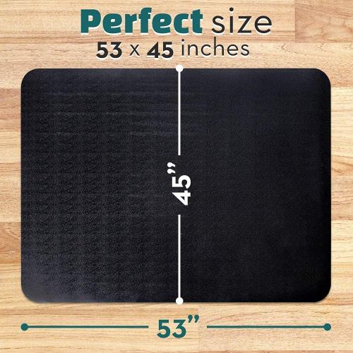 Office Chair Mat for Hardwood Floor: 53x45 Large Black Rolling Chair Mat for Hard Wood and Tile Floor, Anti-Slip Heavy Duty Floor Protector Mat Under Computer Desk, Easy Glide Chair Mat for Home