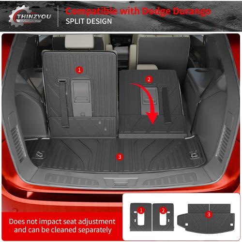 Floor Mats for 2016-2025 2026 Dodge Durango 6 Seats | Trunk Mat Cargo Mat TPE All Weather Back Seat Protector Trunk Liner 2024 Durango Accessories