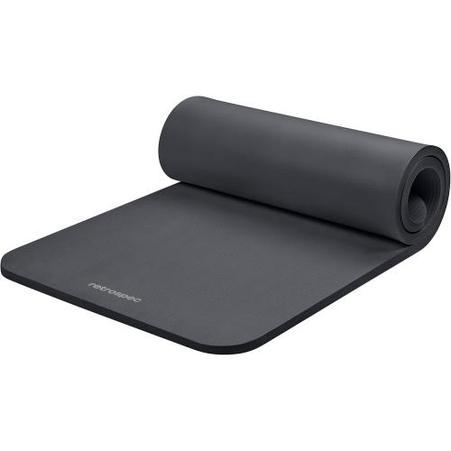 Color Grey Retrospec Solana Yoga Mat 1 Thick With Nylon Strap For Men & Women - Non Slip Exercise Mat For Home Yoga, Pilates, Stretching, Floor & Fitness Workouts