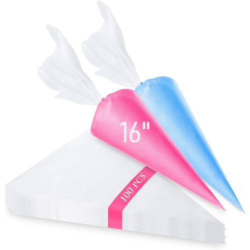 Tamodan Piping Bags 16 Inches Tipless Piping Bags, Extra Thick Pastry Bags Disposable, Non-Slip Icing Piping Bags Disposable Design, Cake Decoration.