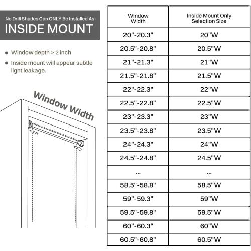 No Drill No Tools 100% Blackout Roller Shade | UV Protection | Easy-Care Fabric | Roller Blind for Windows & Doors | Pull Down Window Shade - Grey (44.5 W x 75 H)