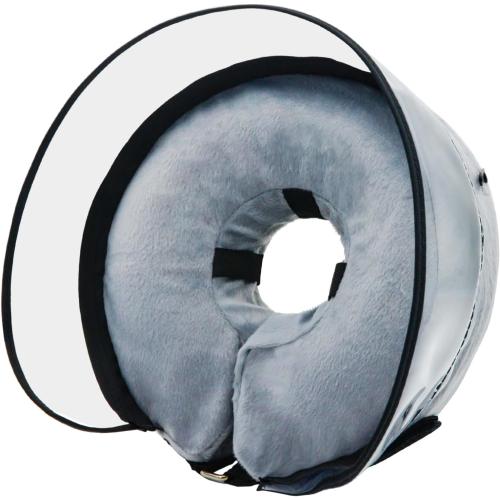 Dog Cone, Dog Surgery Collar, Inflatable Cones for Small Medium Large Dogs, Grey Recovery Collar, Does not Impede Vision (L Grey)
