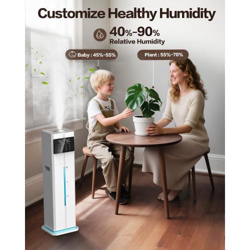 Cool Mist Humidifiers for Bedroom, Ultrasonic 2.4Gal 9L Quiet Top-Fill, Easy Clean with Essential Oil Tray, 360°Nozzle, 4 Speed, Remote, 60H Runtime, for Baby, Adults, Plants, Home, House, Large Room
