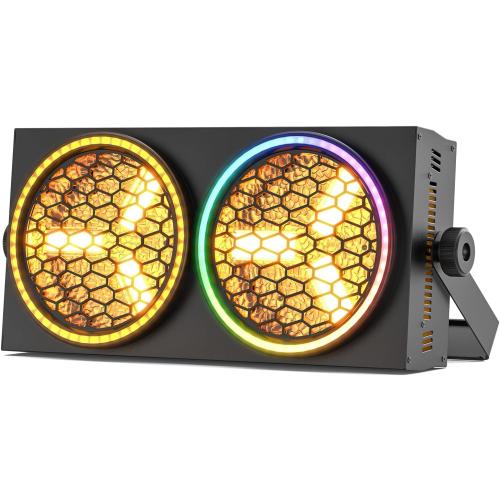 200W Stage Lights, 30 Lighting Effects Dual Eye Retro Par Lights with 6 COB Spotlights and 102 RGB LEDs Ring Strap, Sound Activated DMX512 Uplights for Wedding Club Theater Stage Lighting