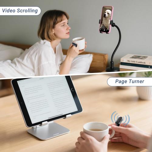 Phone Camera Remote Control with Zoom for iPhone & Android, Rechargeable Bluetooth Camera Remote with Front/Rear Camera Switch, Fingertip Wireless Bluetooth Clicker for Photo & Video Recording.