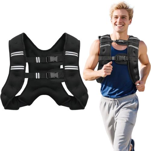 Weighted Vest 8/12/16/20 Lb Weight Vest for Woman Men Sport Weighted Vest with Reflective Stripe Adjustable Buckle Straps Back Mesh Pocket for Workout Strength Training Walking Running