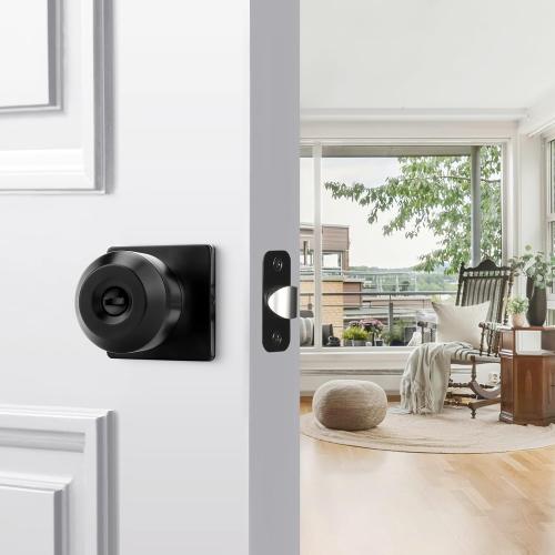 goldenwarm Black Door Knobs, Matte Black Privacy Door Knob Interior, Square Interior DoorKnobs for Bedroom, Bathroom, (6 Pack)