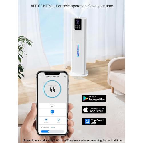 8L Smart Humidifiers for Bedroom Large Room, 2.1Gal Cool Mist Top Fill Diffuser Ambient Light, App & Remote Control, 3 Mist Modes, Quiet Humidifier for Home Office Plant (White)