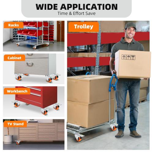 Set of 8 W B D WEIBIDA Stem Caster Wheels 2 Inch with Dual Locking, Heavy Duty Threaded Stem Casters UNC 1/2-13 x 1, No Noise Swivel Casters, Set of 8 Caster Wheels for Cart, Furniture