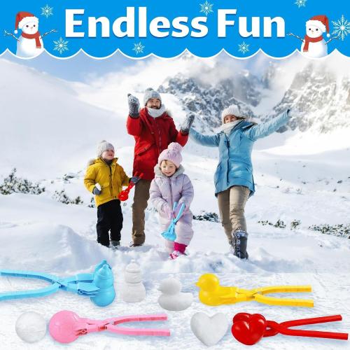 Snowball Maker, 4 Pack Snowball Mold for Kids, Snowball Mold Snow Toys, Outdoor Beach Toy Snowball Maker Toys with Handle, Birthday Xmas Gifts for Kids Ages 2-10
