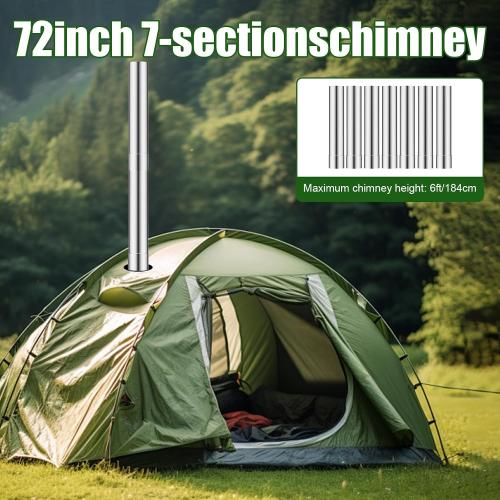 Portable Wood Stove, Foldable Hot Tent Stove, Wood Burning Stove with Chimney, No Smoke Leakage & Easy to Install, for Camping, Hunting, Ice Fishing, Cooking