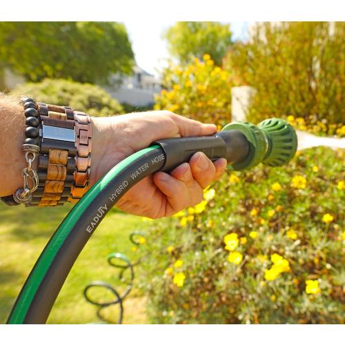 Hybrid Garden Hose 5/8 IN. x 50 FT, Heavy Duty, Lightweight, Flexible with Rotatable Grip Handle and Solid Brass Fittings, set of 2