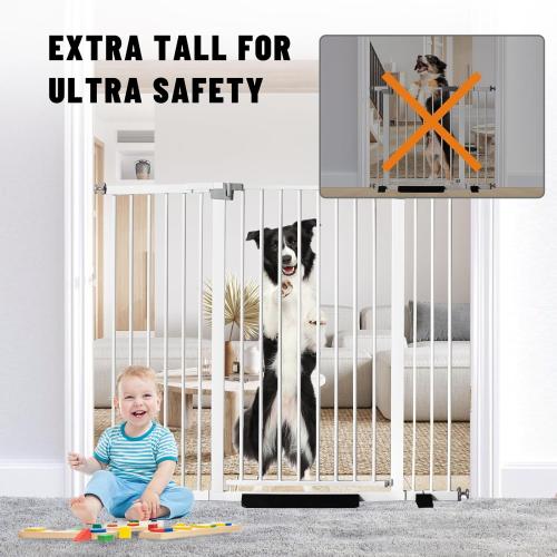 41 Tall Safety Pet Gate,Adjustable 29.92-43.71 Wide,No Drilling Pressure Mount Kit,Auto Close Cat Gate Suitable for Stairs,Doorways,White (29.92-43.71 W)