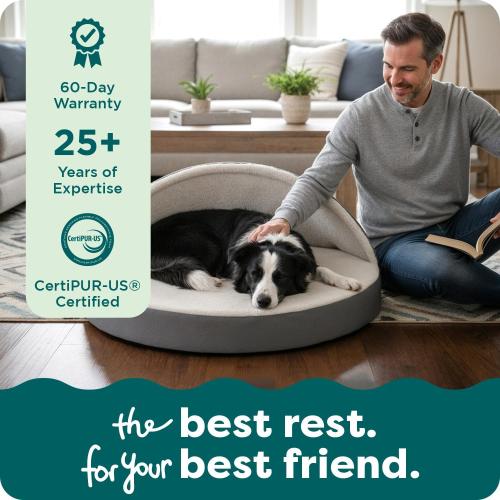 Furhaven 26 Round Orthopedic Dog Bed for Medium/Small Dogs w/ Removable Washable Cover, For Dogs Up to 30 lbs - Sherpa & Suede Snuggery - Gray, 26-inch