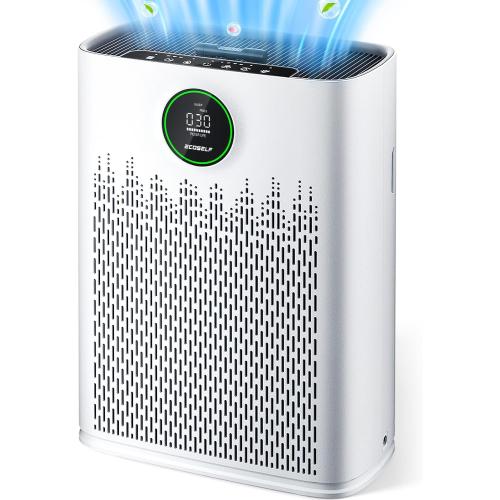 Air Purifiers for Home Large Room, Cover Up to 2400 Ft² with True HEPA Filter, Smart Mode, PM2.5 Air Quality Display, 22dB Sleep Mode, Aromatherapy with 2X-Purification & 360°Air Outlet, HAP603, White