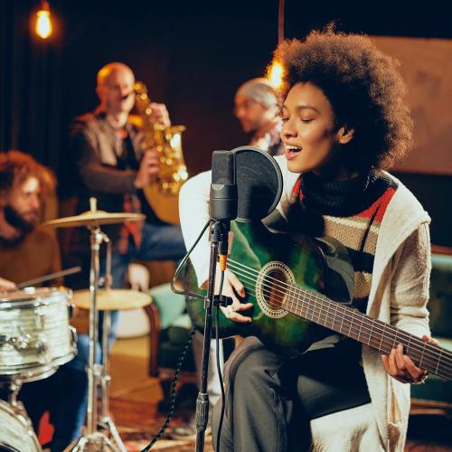 Guitar Cable 20ft Right Angle Guitar Amp Cord 1/4 Inch Instrument Cable with Braided Tweed and Anti-Kinking Design for Guitar Bass Amp, Black & Blue