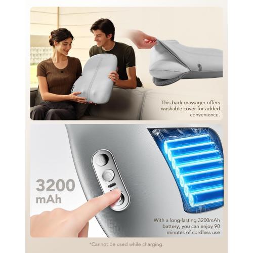 SKG TS700 Cordless Full Back Massager for Pain Relief Deep Tissue Up and Down 4D Shiatsu Back Massager with Heat Gifts for Men and Women Dad Mom Grandpa