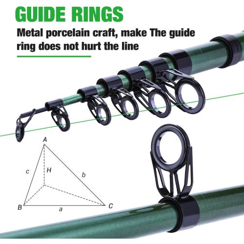 Sougayilang Green 3.0m, 9.84Ft Telescopic Fishing Rod - 24 Ton Carbon Fiber,CNC Machined Reel Seat, Comfortable EVA Handle, Travel Fishing Rod for Bass Trout Fishing