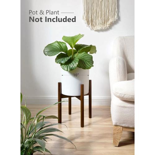 Mkono Plant Stand Mid Century Wood Flower Pot Holder (Plant Pot NOT Included) Modern Potted Stand Indoor Display Rack Rustic Decor, Up to 10 Inch Planter, Dark Brown