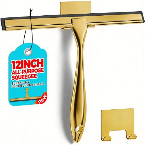 ALFLOD 12 Shower Squeegee for Glass Doors, Tile Walls, Car Windows, Gold