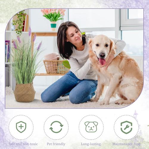 Jexine 2 Pieces Faux Plants Outdoor 3 ft Tall Artificial Lavender Plant Potted Artificial Lavender Faux Greenery Floor Flowers for Housewarming Gift House Garden Bathroom Lobby Outdoor