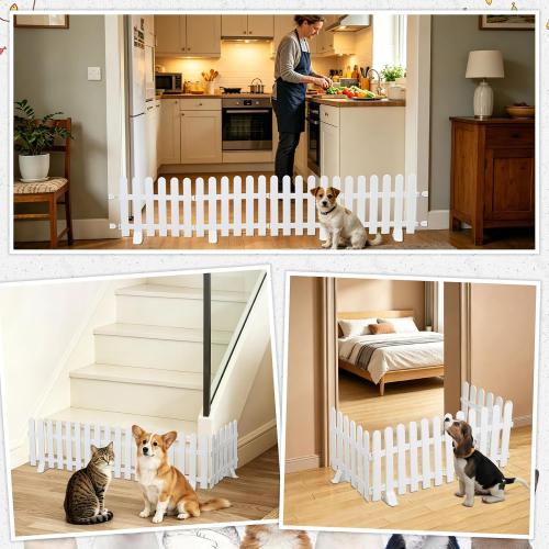 19.7 Tall Short Dog Gate, Adjustable Puppy Gate with Support Feet, Step Over Dog Fence Freestanding Pet Barrier Expands Up to 78.7 Wide for Doorways Stairs Hallways