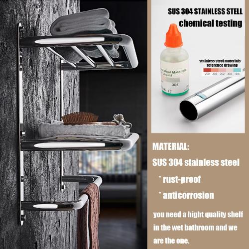 Size 30 Inch Bathroom Shelf 3-Tier Wall Mounting Rack with Towel Bars, Extra Long