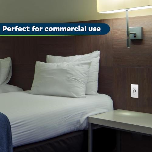 TOPGREENER USB Outlet, 3-Port Type C 3.6A 18W Wall Outlet, 15 Amp Receptacle, Charging Power Outlet with USB Ports, Compatible with iPhone 17 Series & More, UL Listed, TU21536AC3-2PCS, White, 2 Pack